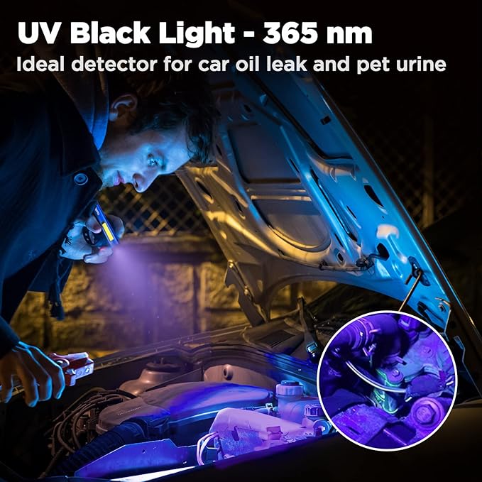 WORKPRO Rechargeable Flashlight, LED Pen Light with 365 nm UV Black Light, 450 Lumen Pocket Penlight, Magnetic Clip, for Hurricane Deluge Flood Emergency