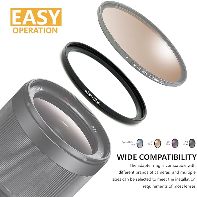 43mm to 37mm Step Up Ring Filter Adapter Black Metal Step up Adapter Rings Compatible with All Brand UV CPL ND Camera Lens Filter Step Down Ring (43mm-37mm)