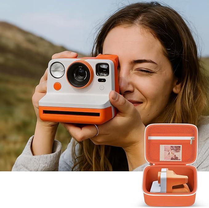 Portable Carrying Case Compatible with Polaroid Now 2nd/ for 3rd Generation I-Type Instant Camera/for Now/for Now+/ for OneStep 2 VF/for OneStep+ Instant Film with Mesh Pocket - Orange