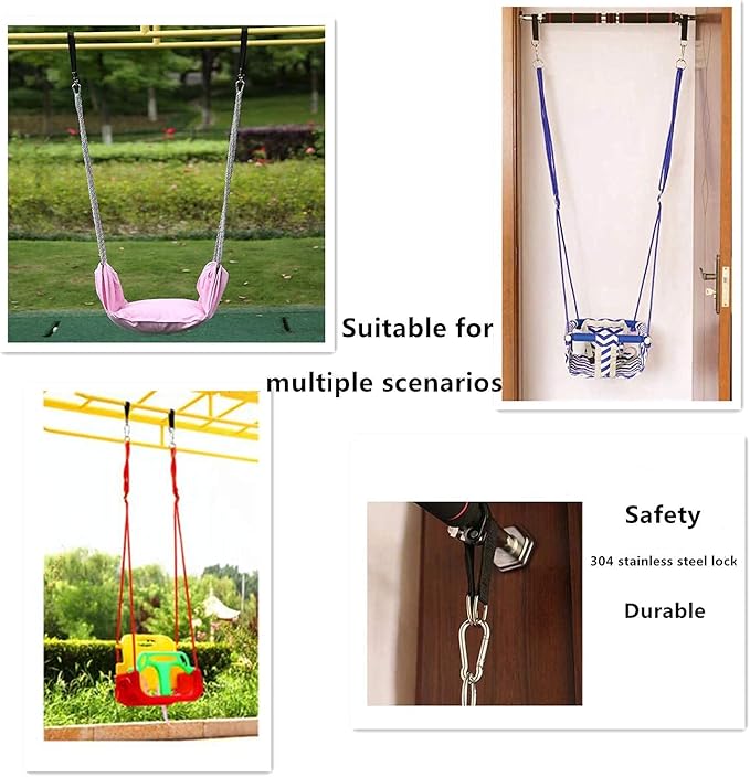 Short Straps Tree Swing Strap Hanging Kit,Hammock Straps 2 Pcs 9.84inches with 2 Pcs Heavy Duty Hook Clasps for Swing Hammocks Yoga Seat Sandbags Gym Equipment Pulley System