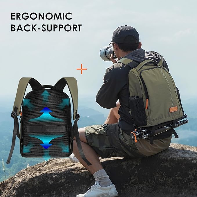 TARION Large Camera Backpacks for Photographers - Waterproof Camera Bag Photography backpack with 15.6" Laptop Compartment Rain Cover Side Access Tripod Holder(TB04 Green)