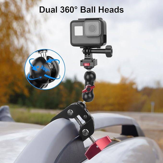 Super Clamp Mount with 360°Ballhead Magic Arm,Universal Mount with Quick Release Adapter for DSLR Camera,Led Lights,Action Cameras,and More