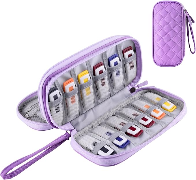 COOTHINE USB Flash Drive Holder Case, Portable Storage Bag Organizer for Samsung/Sandisk Memory Stick/Thumb Drive/Jump Drive/SD Card, with 18 Slots (Lavender)