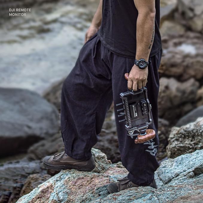 Tilta Advanced Side Wooden Handle | Black Walnut Wood & Aluminum Alloy Build | Quick Release Button TA-AWH8-R-B (VIII - NATO Rail - Right) (1/4-20" with Locating Pins - Type XI)