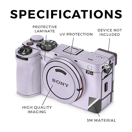 Glossy Glitter Camera Skin Compatible with Sony Alpha 7CR Camera (2023) - Solid Lilac - Premium 3M Vinyl Protective Wrap Decal Cover - Easy to Apply | Crafted in The USA by MightySkins