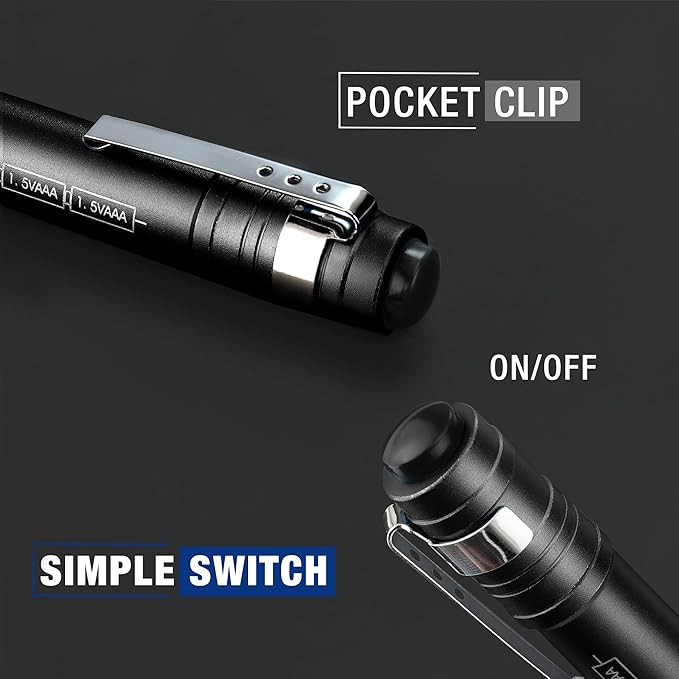 WORKPRO LED Pen Light, Aluminum Pen Flashlights, Pocket Flashlight with Clip for Inspection, Emergency, Everyday, Black(4-Pack)
