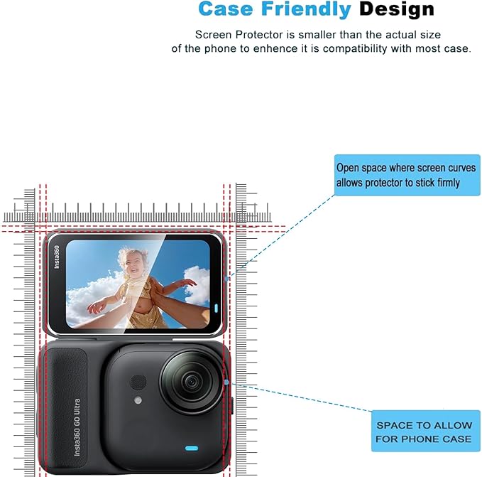 2 Pack Compatible with Insta360 Go Ultra Screen Protector + 2 Pack Camera Lens Protector,Full Coverage 9H Tempered Glass Film,HD Clear Scratch Resistant for Insta 360 Go Ultra Accessories