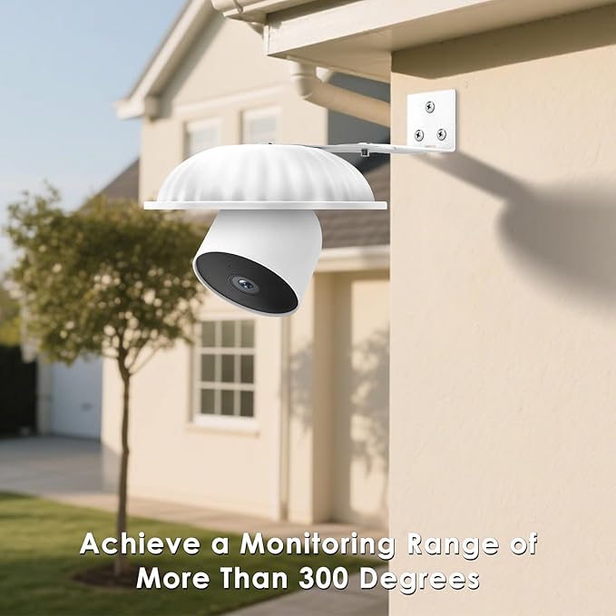 2Pack Corner Wall Mount with Weather Shield Cover for Google Nest Cam Outdoor or Indoor, Battery - 2nd Generation, Avoids Rain and Snow Covering Camera Lens, 300°Adjustable Reduce Blind Spots