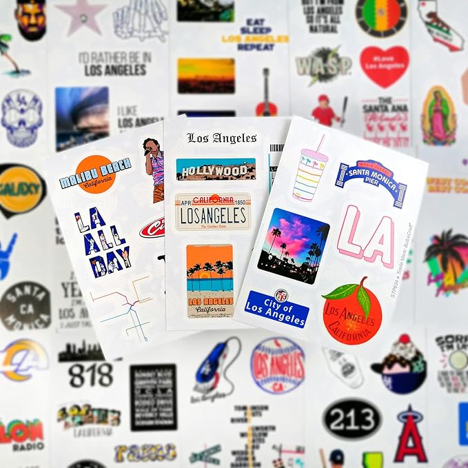 BulbaCraft 100 Pcs Los Angeles Stickers, LA Stickers, Los Angeles Gifts and Souvenirs, LA Party Decorations, Gifts for Women & Men