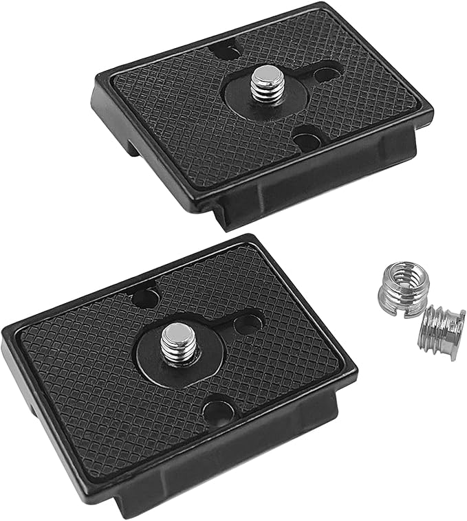 2 Pack Quick Release Plate, Tripod Quick Release Adapter Compatible for Manfrotto 200PL-14 QR Cameras Tripod, Camera Mounting Adapter with 1/4" and 3/8" Screws Ball Head Parts Replacement Adapter