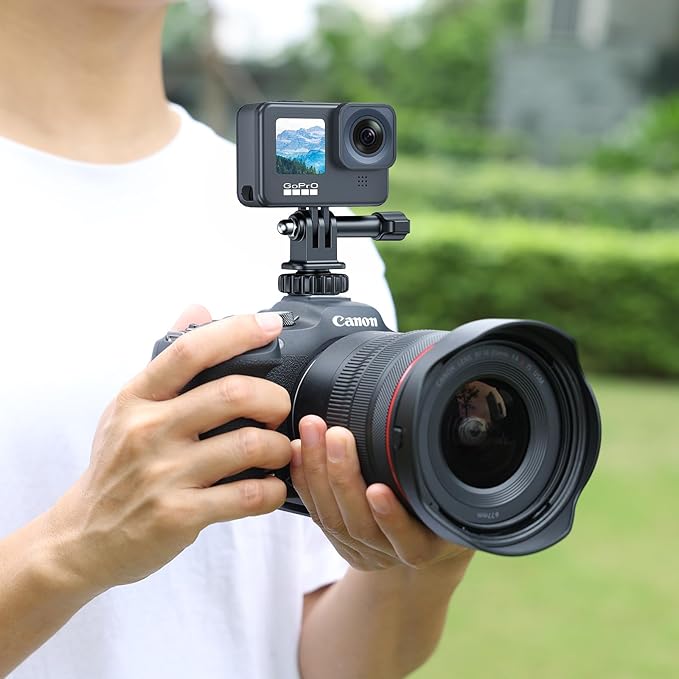VRIG Hot Shoe Mount Adapter for GoPro Hero 13/12/11/10/9/8/7/6/5, DJI Osmo Action 6/5 Pro/ 4, AKASO Brave 8/7/6 Applicable for Tripod Selfie Stick Monopod and DSLR Camera