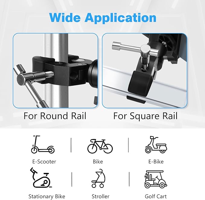 Phone Holder with Clamp for Golf Cart, All Metal Universal Phone Holder Handlebar Mount Clamp for Golf, Stroller, Bicycle, Bike, Wheelchair