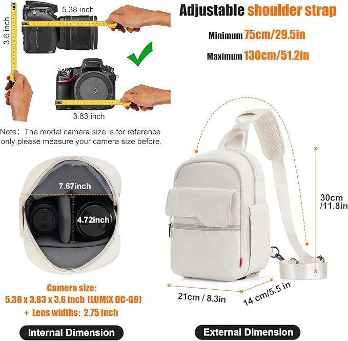 Cwatcun Camera Bag Crossbody Shoulder Messenger Camera Case, Lightweight DSLR/SLR/Mirrorless Photography Bag with Tripod Holder and Rain Cover for Canon, Nikon, Sony, Fuji Cameras, Lens Accessories