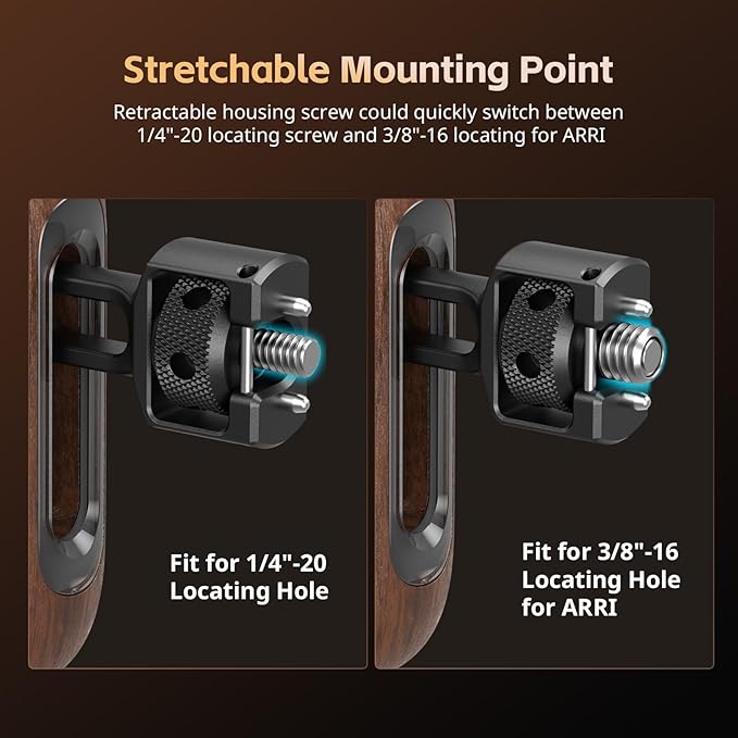 SmallRig Wooden Side Handle for Camera Cages with Two-in-One Locating Screw, Left or Right Side Ergonomic Handgrip, 29mm / 1.14in Vertical Adjustment, 15kg / 33.1lb Load Capacity