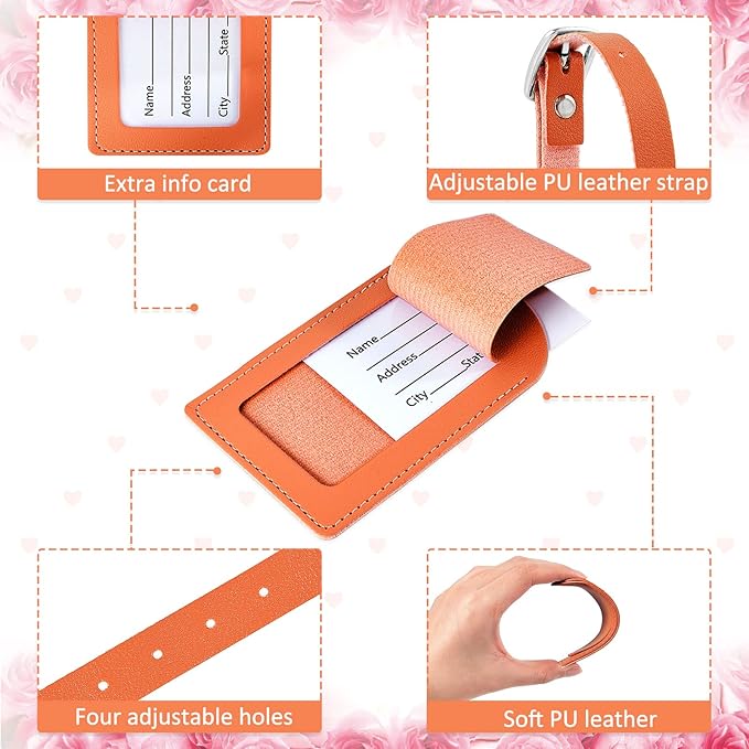 Dunzy 30 Pieces Leather Luggage Tag Women Identifiers Travel Suitcase Tags for Luggage Travel Backpack Bag Wedding Favors Women Men Adults Bulk