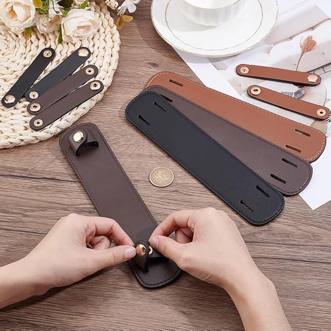 Beebeecraft 4 Sets Handbag Handle Wrap Covers PU Leather Shoulder Strap Pads Replacement Bag Strap Cushion Cover Protector for Pressure Relief Tote Bags Purse Handbag Handle Wrap Camera Travel