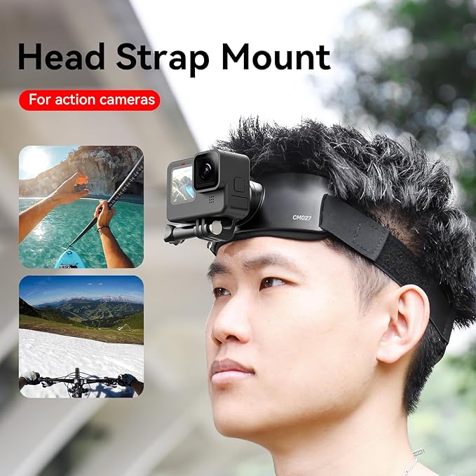 ULANZI CM27 2 in 1 Head Strap Mount for Action Camera - Quick Release Head Mount Set Support Vertical Shots Vlog Video Accessories for Action Camera, Compatible with GoPro Hero 13, 12, 11, 10, 9, 8