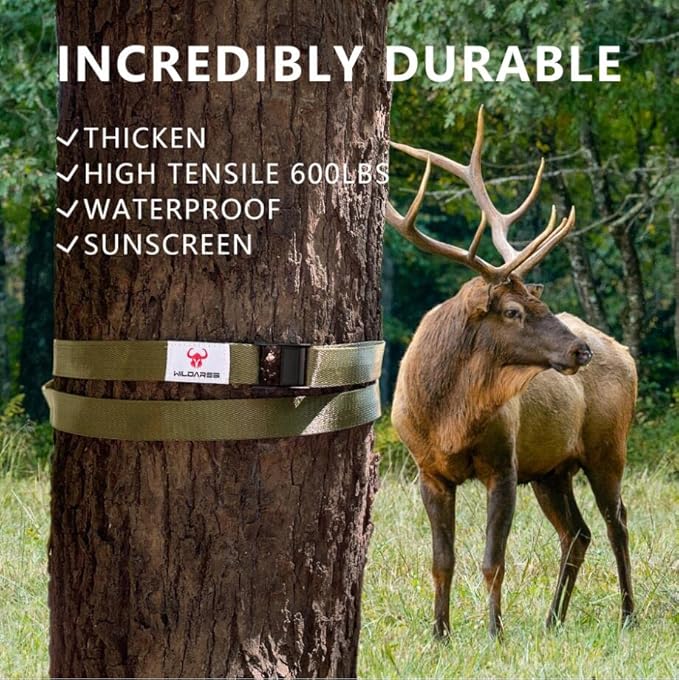 WILDARES 1" x 6.6' Trail Cam Strap,1800 lbs Heavy-Duty Trail Camera Straps, Game Cam Mounting,Tree Belts,Durable Nylon Fiber,Long-Lasting Alloy Buckle (Army Green 10Pcs)