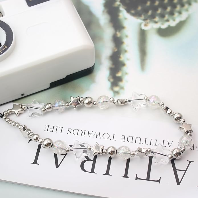 Beaded Camera Wrist Strap, Cute Phone Charms Strap, Pearl Bracelet Wrist Strap, Phone Keychain Decoration for Wallet