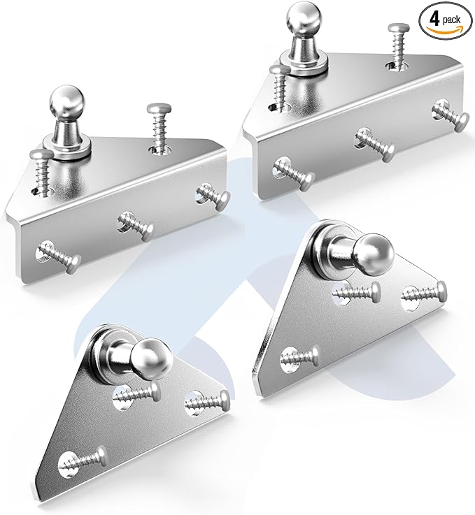 ARANA 10MM Ball Stud Mounting Bracket for Universal Gas Struts Lift Supports Shocks Spring Prop Mounts Brackets Kits Silver 4PCS with 16 Screws (Only Fits 10mm Ball Head)