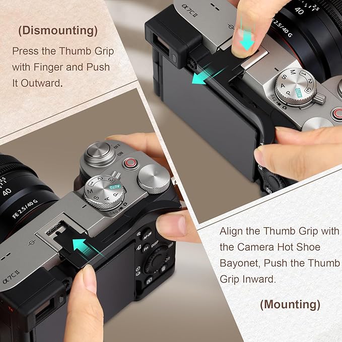 Haoge Metal Thumb Grip for Sony α7cii,Alpha 7CR,ILCE-7CR,Digital Camera Accessories Black Hot Shoe Thumb Up Rest Handle Grip THB-S7CR-B