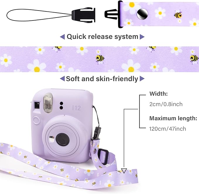 VOVMOEYA Camera Strap Kids,Camera Lanyard Neck Strap kids,iPad Strap for Kid,Children Camera Strap for Fujifilm mini Camera Kodak Smile + Smile plus(Purple)