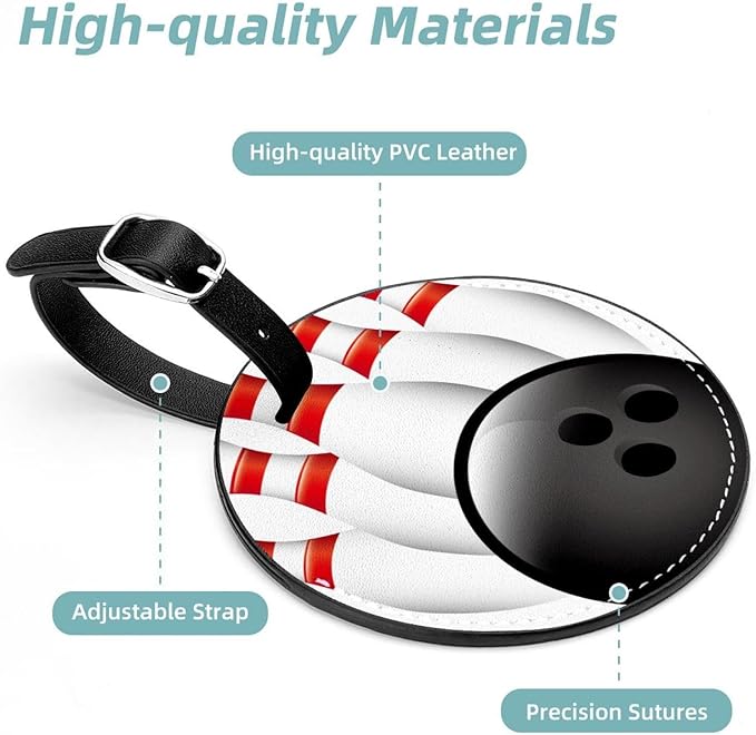 2 Pack Bowling Ball Luggage Tags for Suitcases, Airplane Travel Essentials for Flying, International Travel, Luggage Accessories