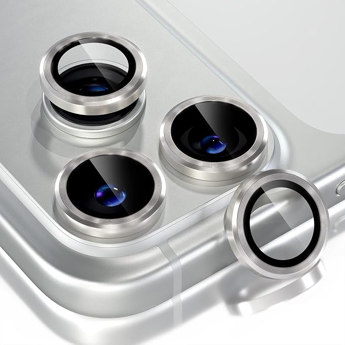 Choiche Compatible for iPhone 17 Pro/iPhone 17 Pro Max Camera Lens Protector, 9H Tempered Glass Camera Cover Screen Protector Metal Ring Decoration Accessories (Titanium Natural)