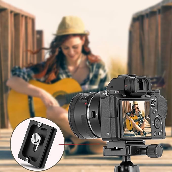 2 Pack Aluminum Alloy Quick Release Plate, Tripod Quick Release Plate PU50, for Arca Swiss Plate with 1/4" Slotted Screw/D-Ring Screw, Camera Mount Adapter for Standard Tripod Ball Heads