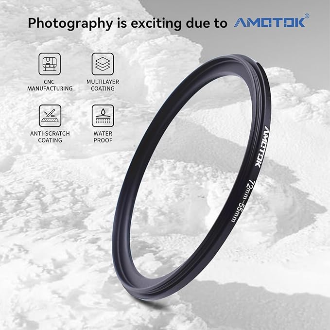 72mm Lens to 55mm Camera Lens Adapter,72mm-55mm Filter Step-Down Ring,Compatible All 55mm Filter Accessory.Made from CNC Machined