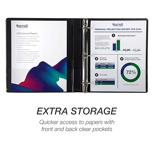 Samsill Durable 1 inch 3 Ring Binder, Made in USA, D Ring Binder, FSC 100% Recycled Chipboard, Black, 4 Pack