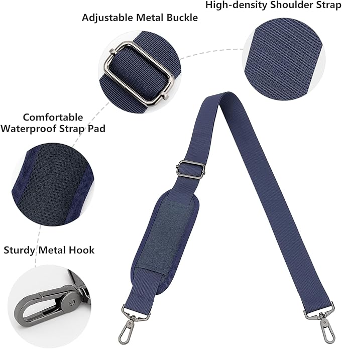 RAINYEAR 59 Inch Shoulder Strap for Bag, Adjustable Soft Padded Replacement Shoulder Strap with Metal Hooks for Messenger Bag