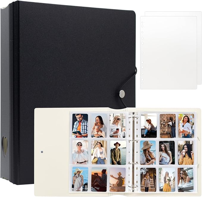 A4 Kpop Photocard Binder with 25 Pages 9 Pocket, 2x3 inch Kpop Photocard Holder Book, Photo Album for Fujifilm Instax Mini Camera Polaroid Printer Photo Film (Black)