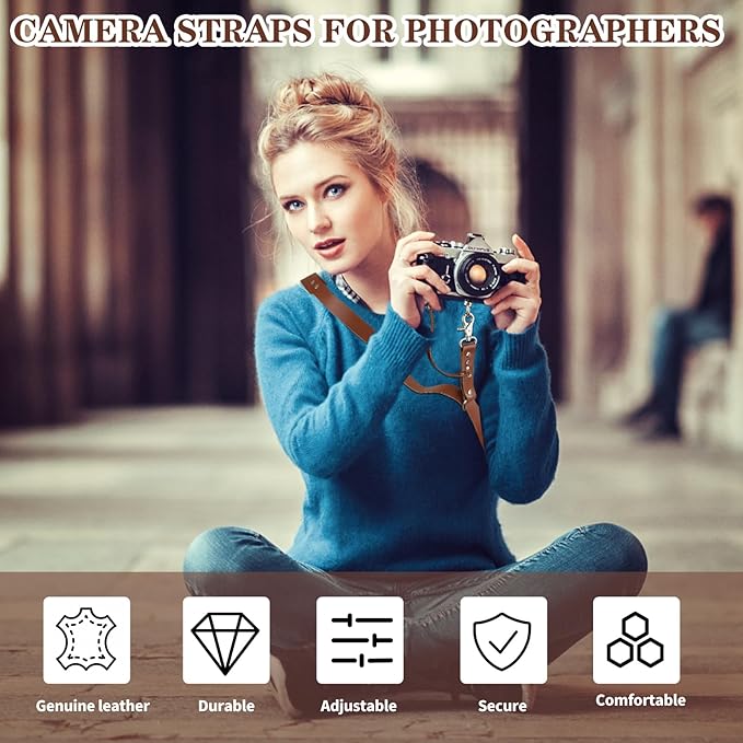 Bebaimis Single Camera Harness Strap for 1 Camera,Leather Camera Strap for Photographers,Leather Camera Harness Gear DSLR/SLR