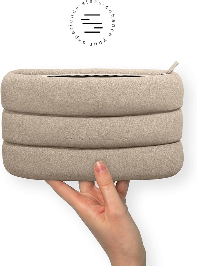 Staze Bag - Waterproof, Neoprene Pouch, Zipper Closure Stylish Pouch for Travel & Storage (Dune, 10.5” x 7”)