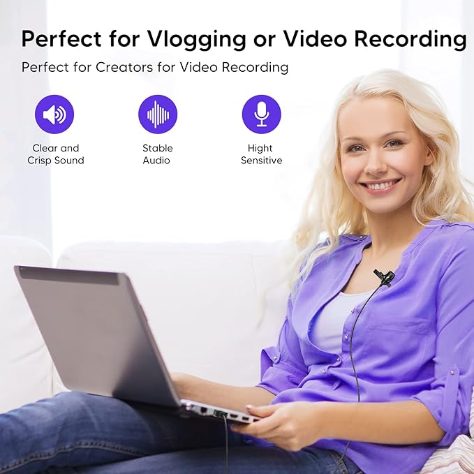 KMAG USB Lavalier Microphone, Lapel Microphone for Computer, USB-C Clip On Mic for YouTube, Recording, Podcasting, Gaming, Interview Omnidirectional Condenser Mic for PC, Laptop, Mac, Smartphone