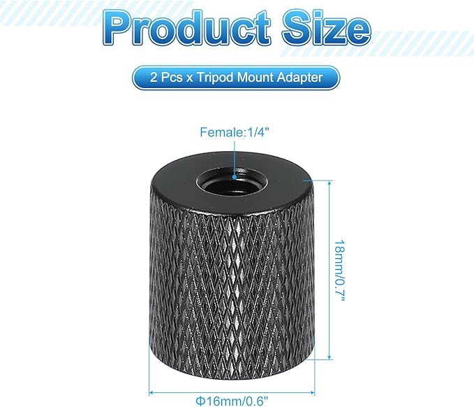 PATIKIL Tripod Screw Adapter 1/4" Female to 1/4" Female, 2 Pcs Tripod Nut Connectors Camera Mount Screw Camera Double Head Converter for Microphone Holder Magic Arms Accessories