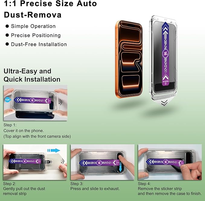 SHANG PIN JIA 2 Pack Privacy Screen Protector for iPhone 17 Pro Max 6.9-Inch Auto Dust Removal, No Bubbles,Anti-Spy Tempered Glass Film, Easy Installation
