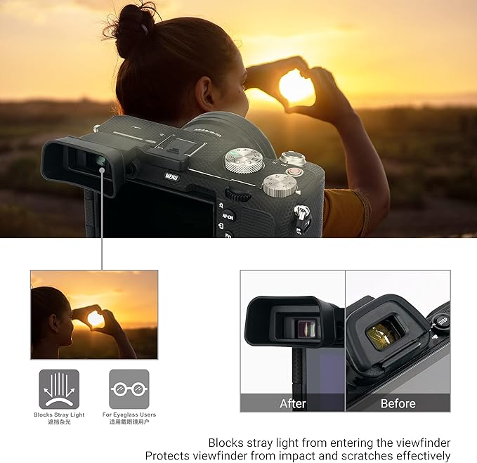 KIWIFOTOS Soft Silicone Extended Viewfinder Eyecup Eye Cup Eyepiece for Sony A7C A7 C Camera, Install via Camera HotShoe [Not Fit Sony A7C II, A7CR]
