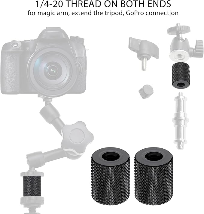 Thinp 1/4" to 1/4" Camera Screw Converter, 4-Pack 1/4 Screw Female Adapter Sturdy Tripod Nut Connectors for Tripods, Electric Rails and Light Stands