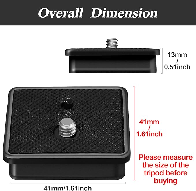 TOODOO 2 Pieces 41mm QR Release Plate Camera Tripod Ball Head Quick Release Plate Replacement Compatible with Ambico V0552 V0554, Sunpak 7500 Pro 7500tm 7575, Kalimar Pro-tech V40