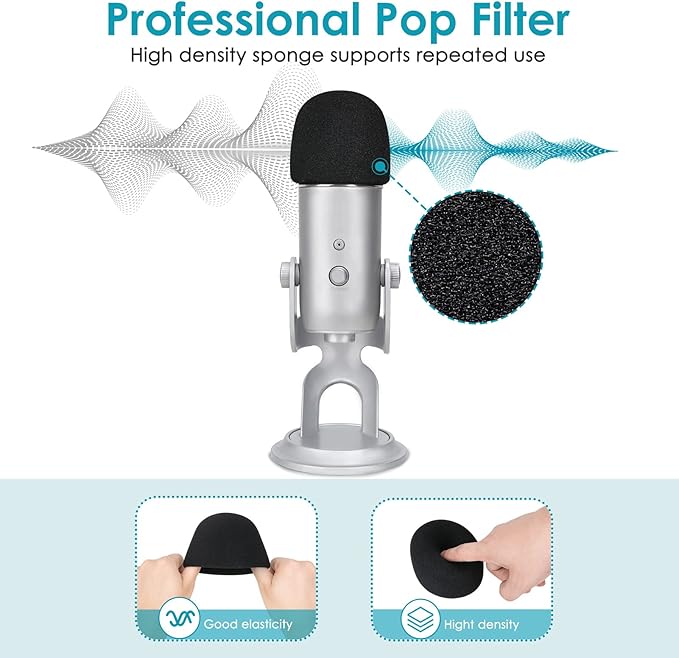 Youshares Blue Yeti Mic Stand with Pop Filter - Premium Mic Arm, Heavy Duty Boom Arm with Cable Management, 3/8" to 5/8" Adapter