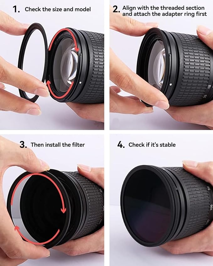 77-95mm Metal Step-Up/Down Ring Adapter Compatible with Mirrorless Cameras DSLR Lens, UV CPL ND Filter Thread Converter, Black