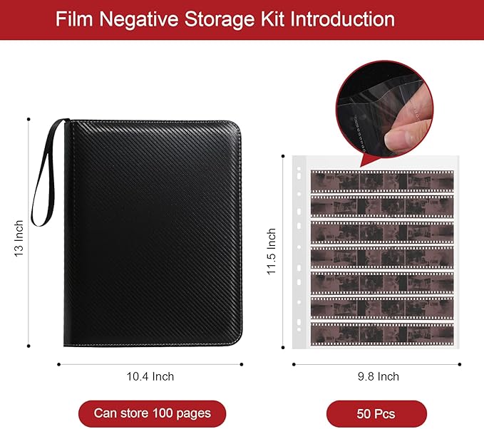 35mm Film Negative Storage Kit - 50 Pcs Sleeves, 135 Film Binder Box, Acid-Free Protector