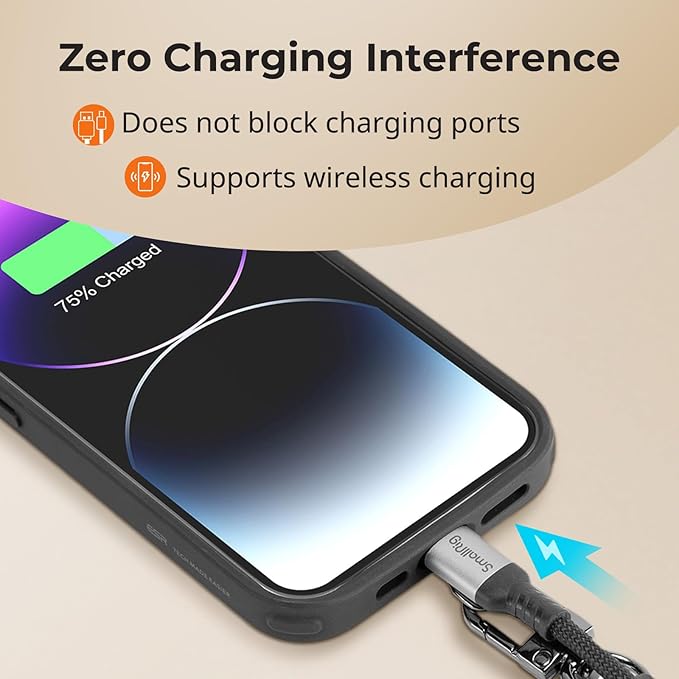 SMALLRIG Adjustable Phone Wrist Strap, 38cm Leather & Nylon Wrist Strap for iPhone, for Samsung