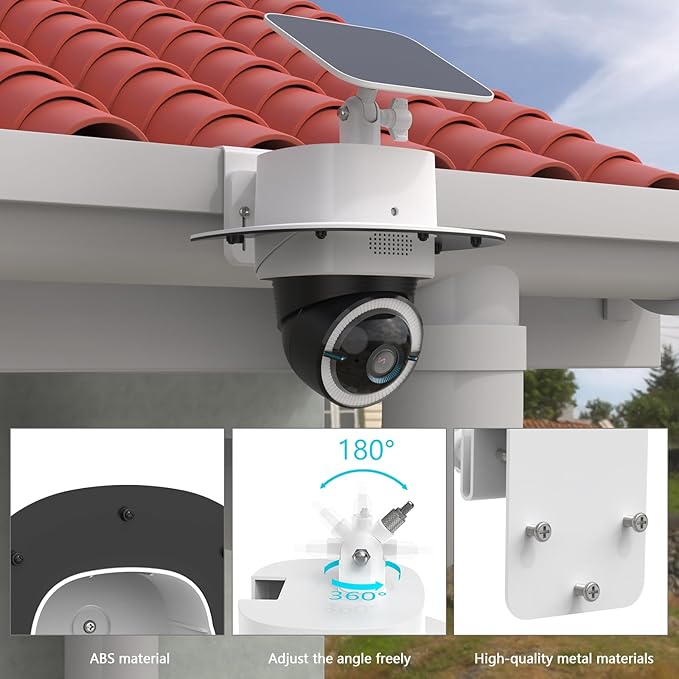 Koroao Rain Sun Shield Cover with Adjustable Solar Panel Gutter Mount for Eufy 4G LTE Cam S330,All-in-One ABS Cover Housing Bracket for Camera and Solar Panel (Gutter Mounting)