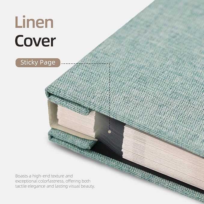 Vienrose Large Photo Album Self Adhesive for 4x6 5x7 8x10 Pictures Scrapbook Album DIY Scrap Book 40 Sticky Pages with A Metallic Pen Turquoise