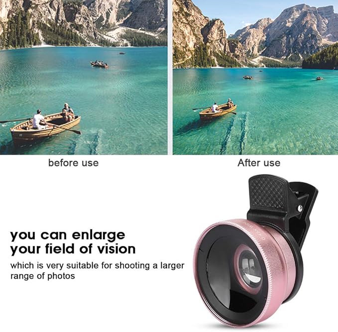 2 in 1 Phone Lens Professional, 0.45X Super Wide Angle and Macro Lens Clip On Cell Phone Lenses Compatible with Android Mobile Phones/Tablets/Camera
