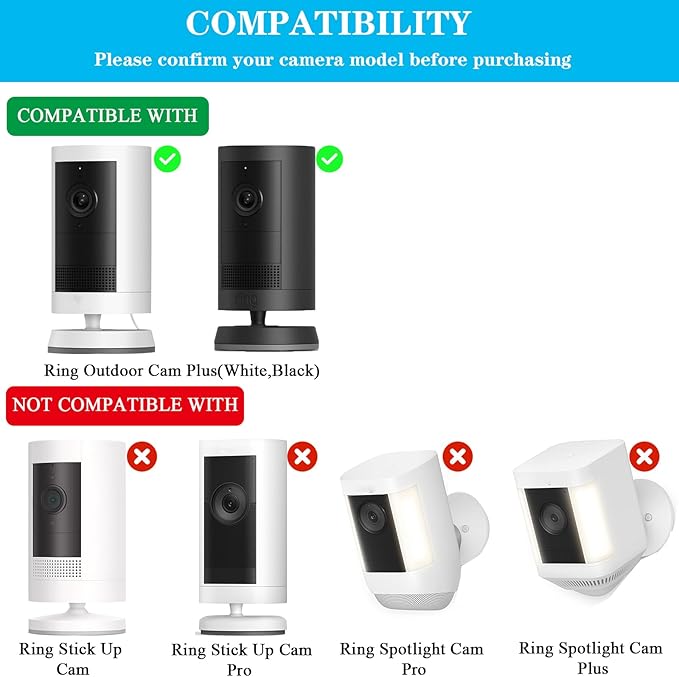 2Pack Sun Rain Shade Camera Cover Compatible with Ring Outdoor Cam Plus,Outdoor Camera Protective Shield for Resistant UV, Anti Glare,Easy to Install（Black）