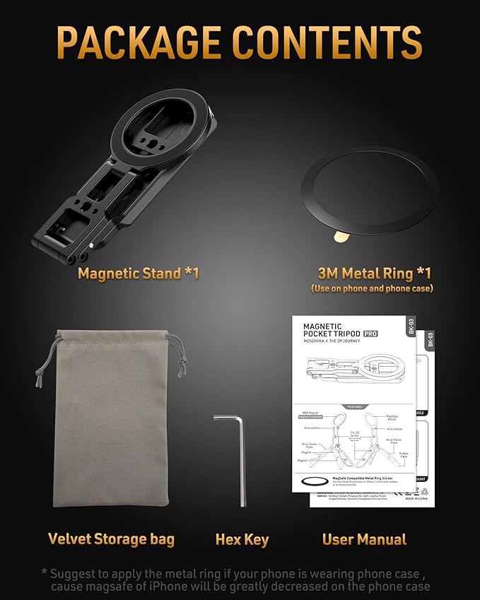 Dual Magnetic Phone Tripod for MagSafe Tripod Foldable Double Magnet Mount Pocket Cell Phone Stand for iPhone 17/16/15 Pro Plus Max Travel Gym Magnetic Tripod [US Patent Registered]